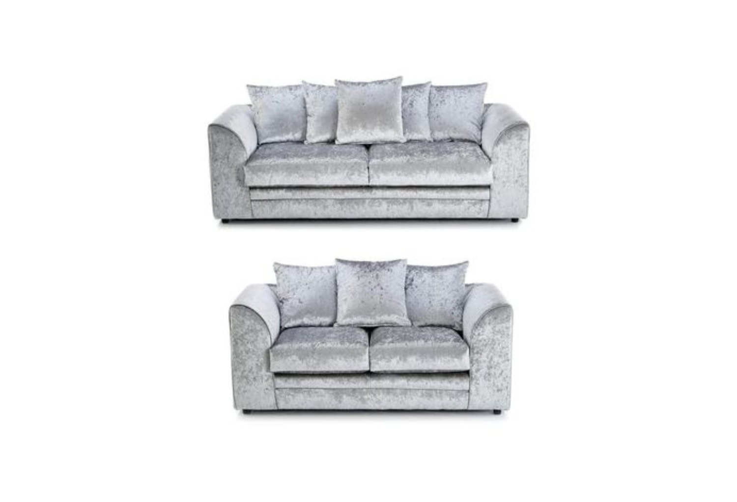 Crushed Velvet Silver Dylan 3+2 Seater Sofa